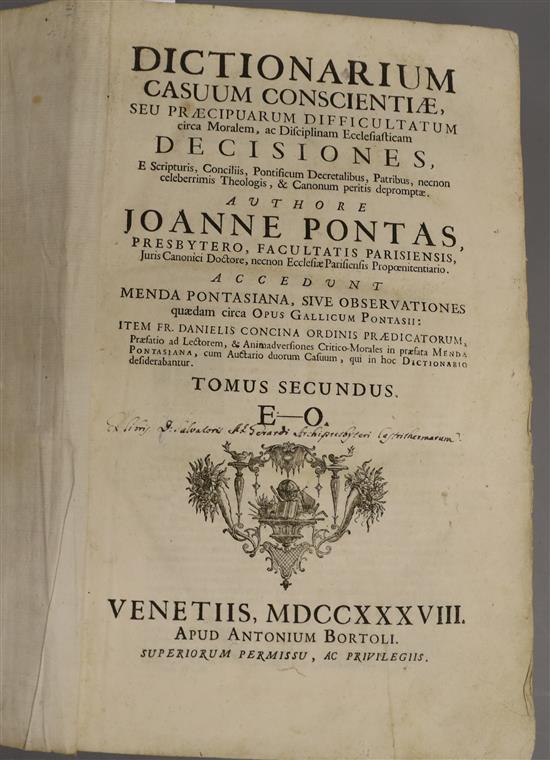 Pontas (Joanne), Dictionarium Casuum Conscientiae, Tomus Secundus, E-O and three other volumes,